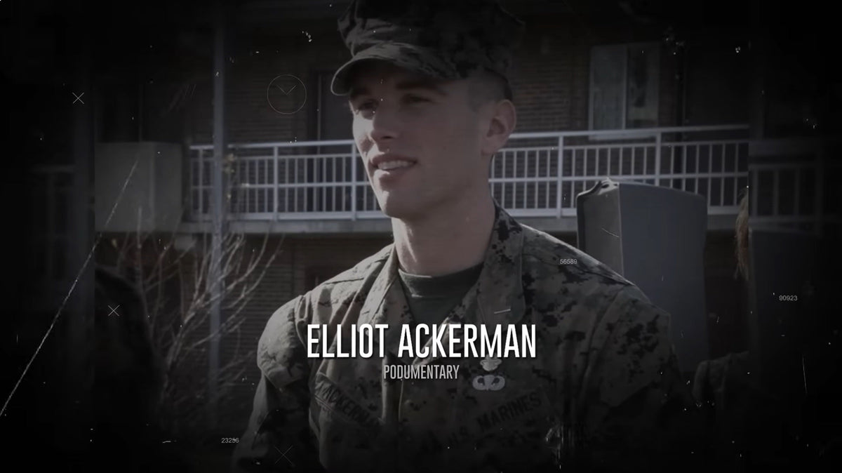Young Elliot Ackerman in U.S. Marine Corps uniform during his early military service, featured in Combat Story during a discussion of Fallujah, war, and military leadership